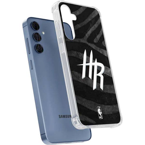 NBA Houston Rockets Black Animal Print Galaxy A35 5G Clear Case